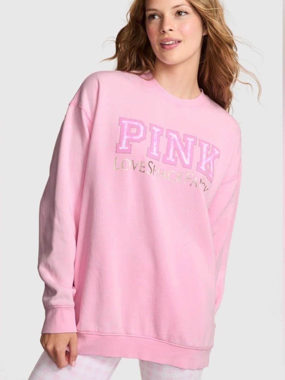 loveshackfancy x victoria’s secret pink sweatshirt